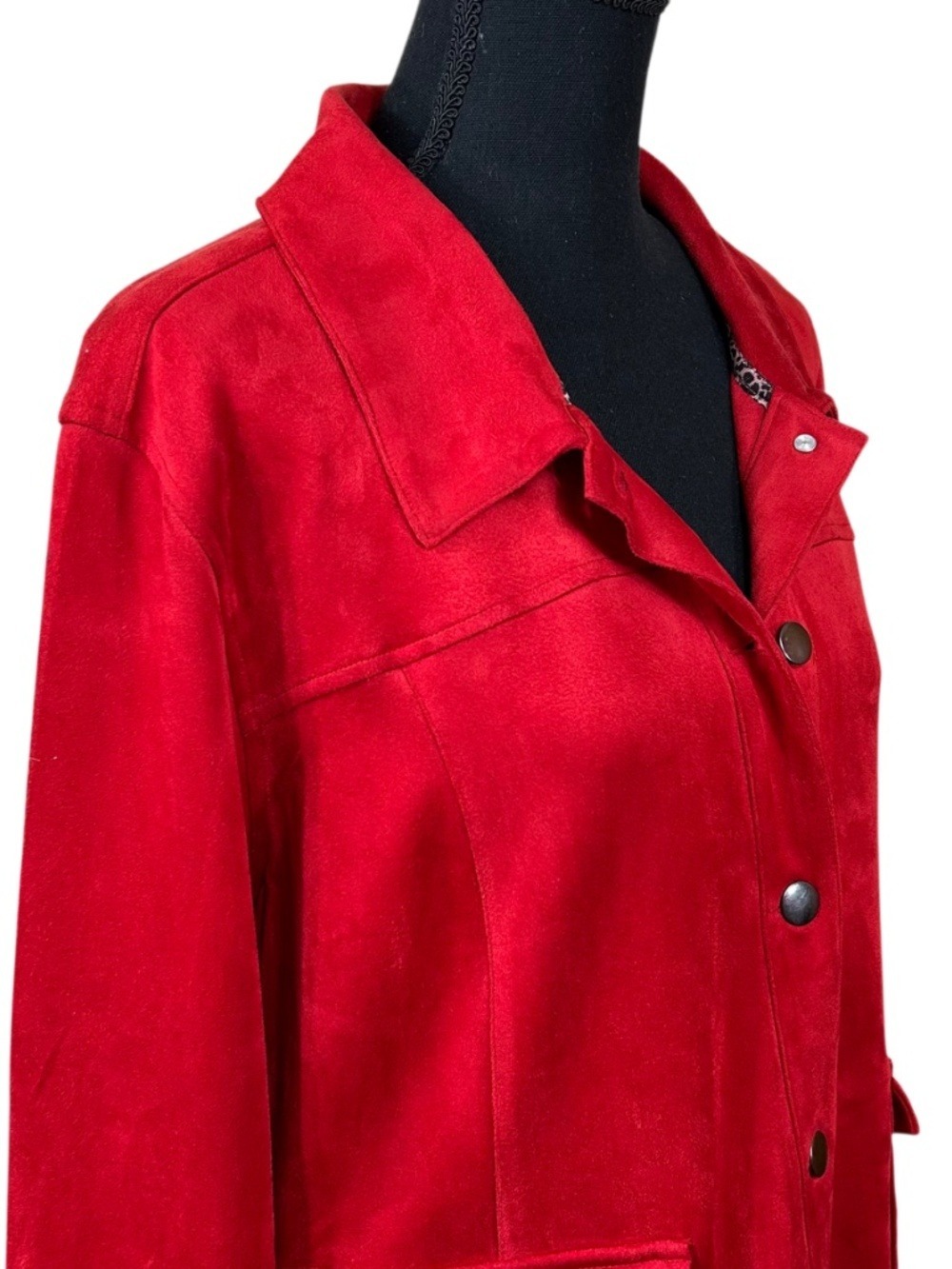 Tribal Crimson Red Faux Suede Lightweight Lagenlook Jacket Size XL - Picture 5 of 11